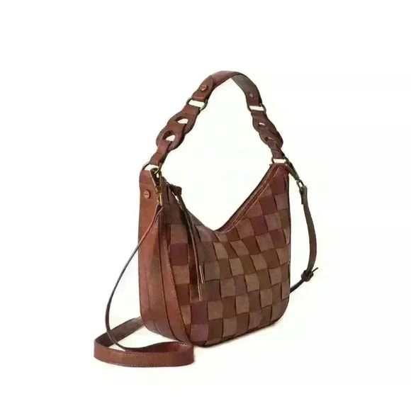 Time and Tru Women's Alice Crossbody Bag Brown Adjustable Handbag Shoulder Weave - Picture 3 of 9